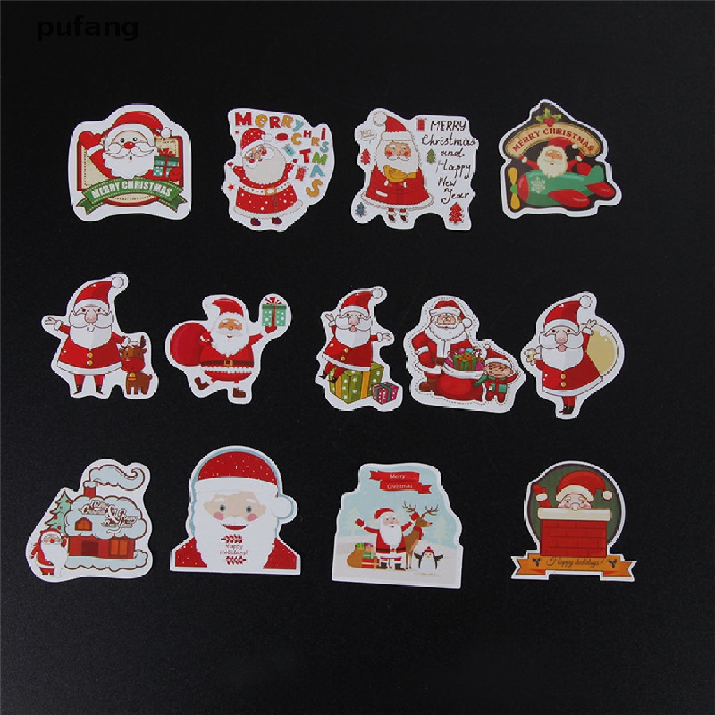 pufang 48pcs / Box Christmas Cake Decor Sticker Scrapbook Diy Diary Photo Album Label Decor .