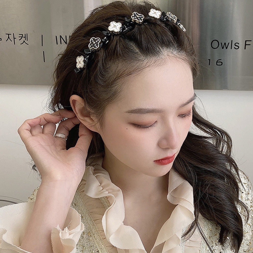 Băng Đô Cài Tóc Bằng Nhựa Bện Hai Lớp Họa Tiết Hoa Cá Tính