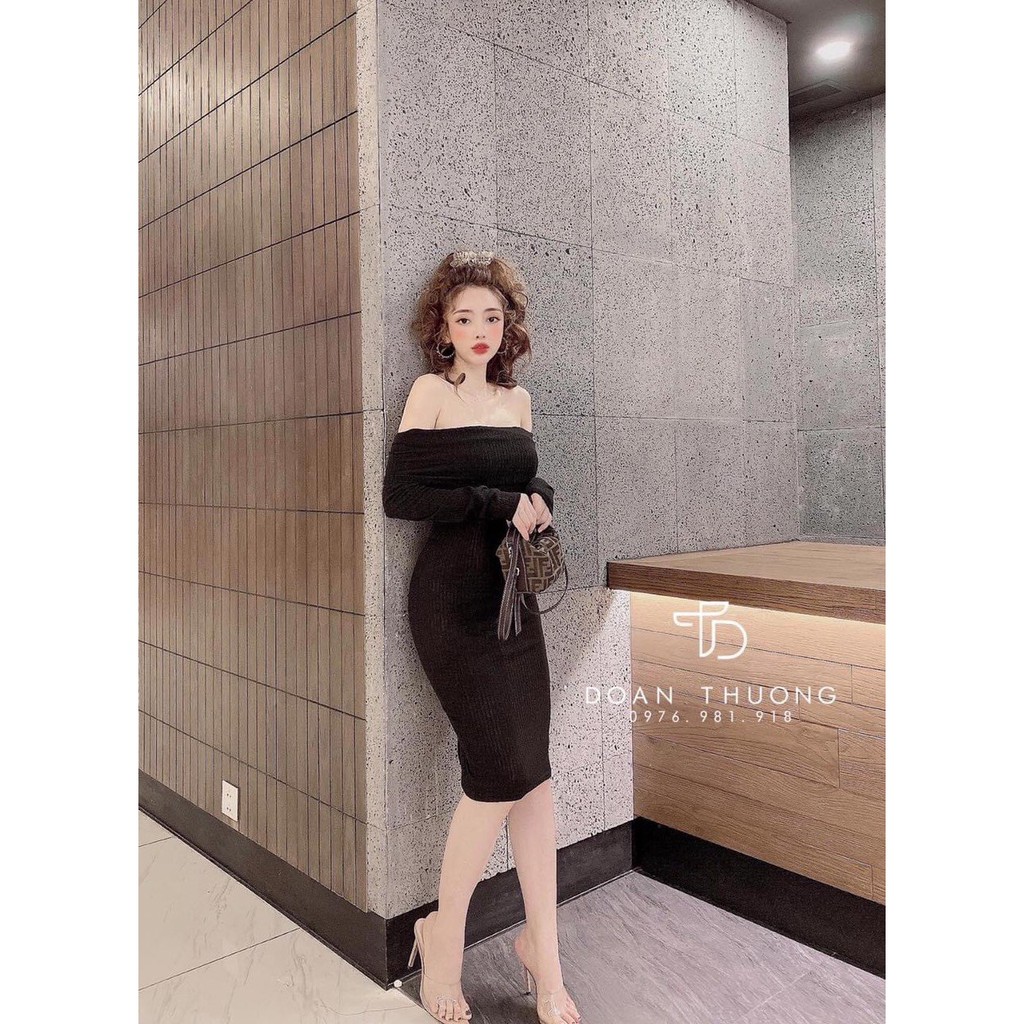 [MẪU MỚI] Đầm Body Trễ Vai Tay Dài Thun Gân Thích Hợp Mặc Đi Tiệc Đi Làm Đi Chơi Phù Hợp Với Mọi Phong Cách | BigBuy360 - bigbuy360.vn