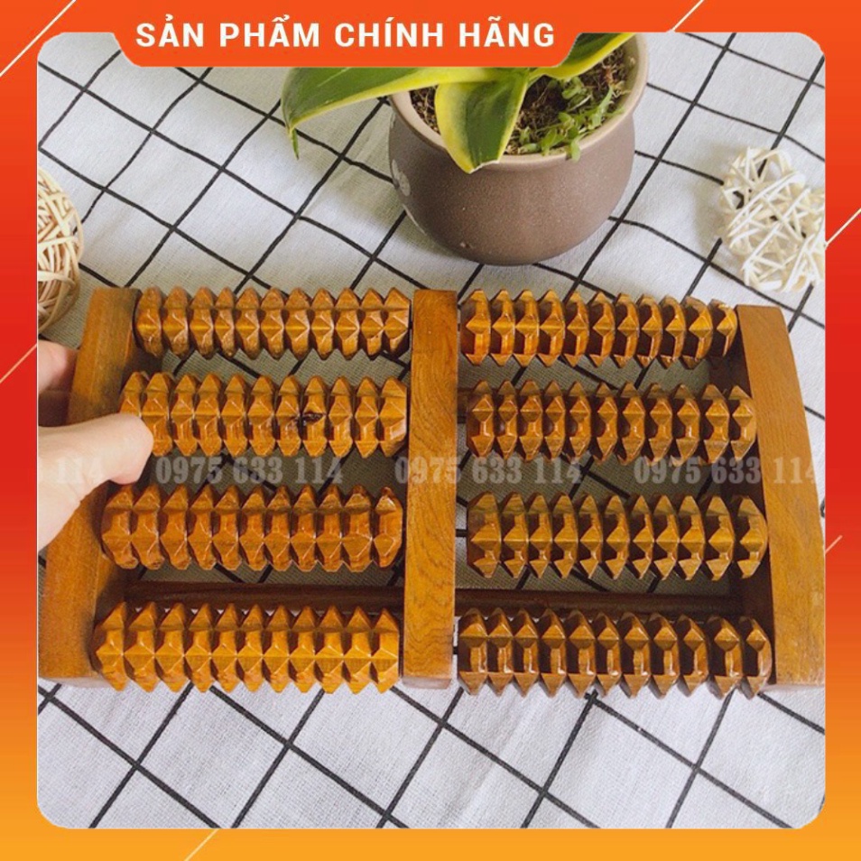 Bàn lăn chân gỗ FREESHIP Dụng cụ mat xa chân gỗ bach xanh cao cấp 4 hàng nhỏ, bấm huyệt thư thái (Bx3)