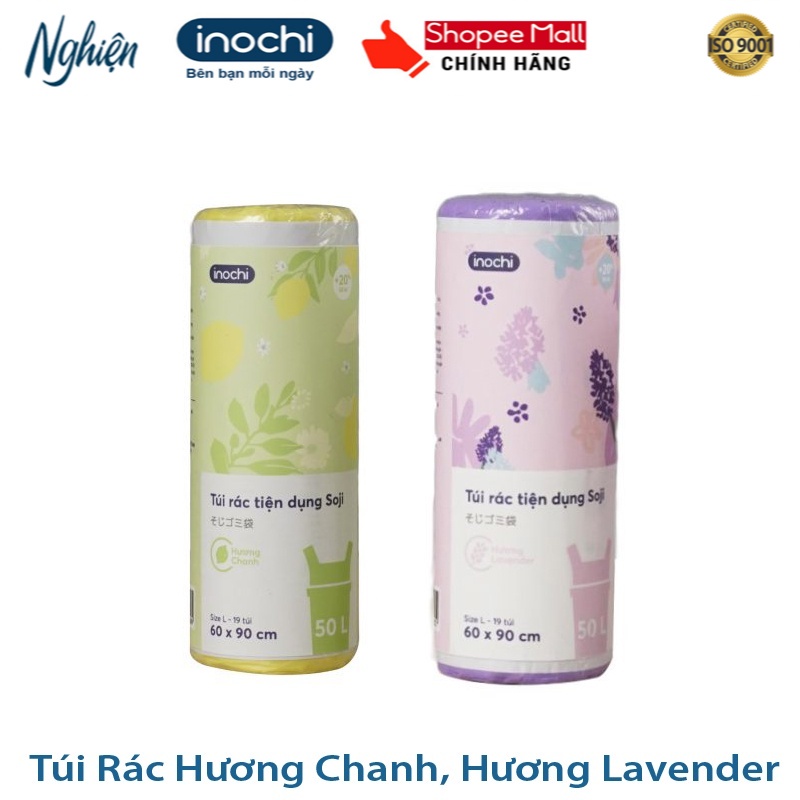 Túi Đựng Rác, Túi Rác Hương Chanh, Hương Lavender Tự Huỷ Có Quai Tiện Dụng, Dạng Cuộn Loại 10L 25L 50L