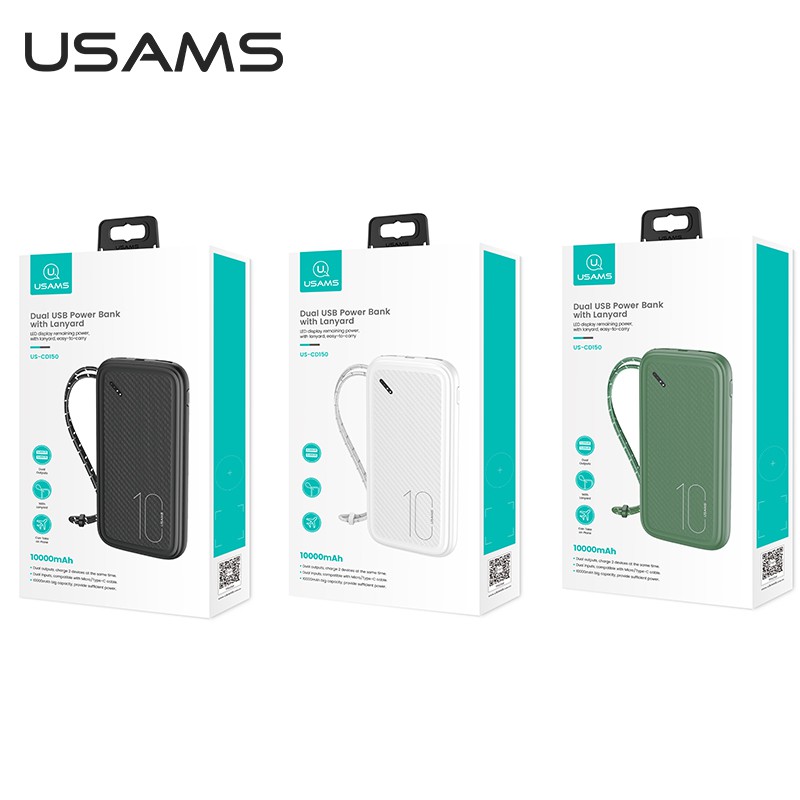 Sạc Dự Phòng USAMS 10W 10000mAh Hai Cổng USB Tiện Dụng