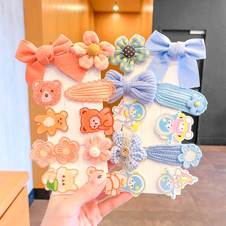 KT04 Set 10 Kẹp Tóc Hoa Nơ Nhiều Hình Kute Cho Bé Gái Dễ Thương