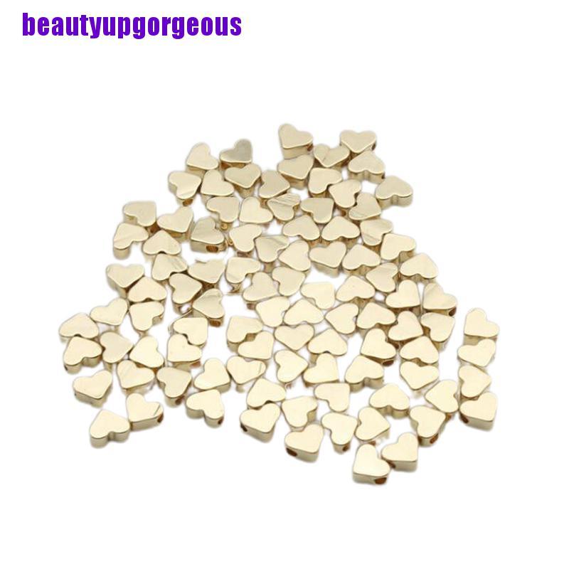 Bộ 70 hạt xâu chuỗi hình trái tim màu vàng kim dùng làm trang sức thủ công