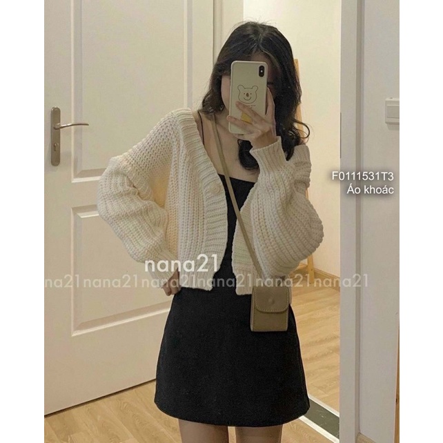Áo khoác len Cardigan tay dài cánh dơi trơn, họa tiết kiểu dáng hiện đại - Vien's Store