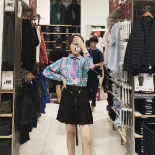Sơ mi caro sọc tím