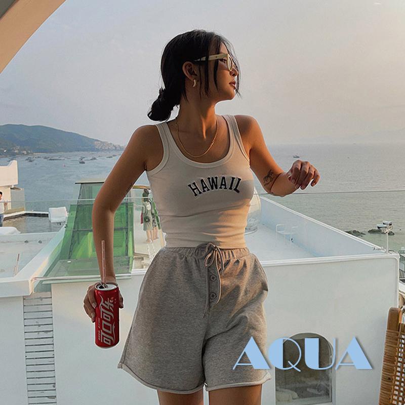 Áo Croptop Sát Nách Cổ Tròn Thêu Chữ Thời Trang Mùa Hè Cho Nữ