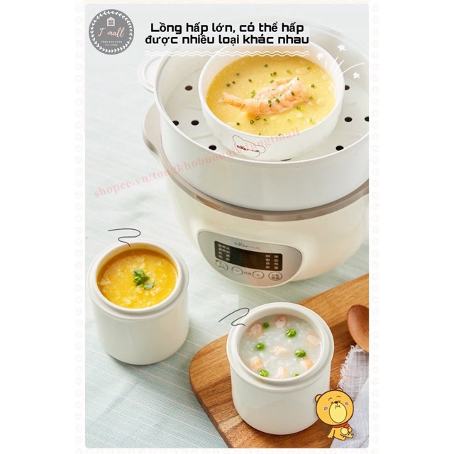 [BẢN QUỐC TẾ] Nồi nấu cháo chậm, nồi ninh hầm đa năng nấu cách thủy BEAR 1,6L BH 12 tháng chính hãng