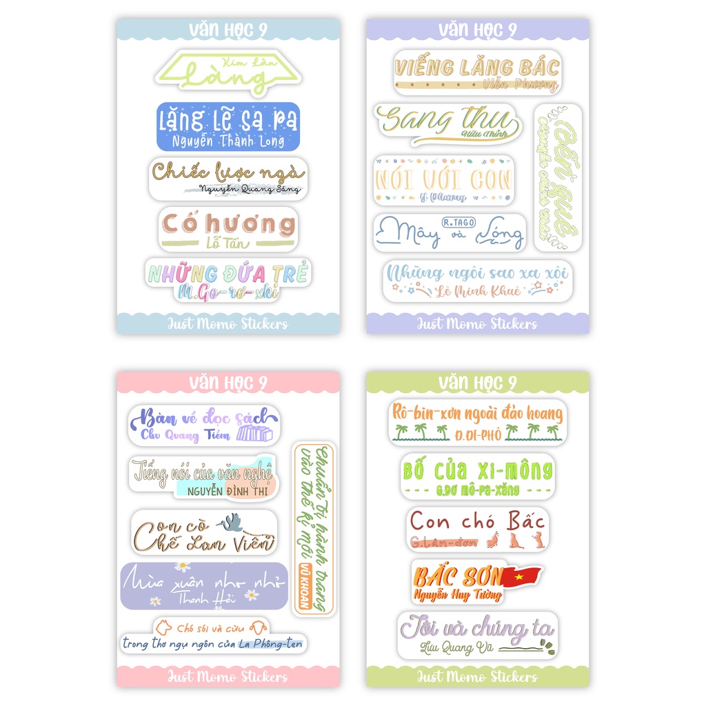 STICKER TỰA BÀI VĂN HỌC 9