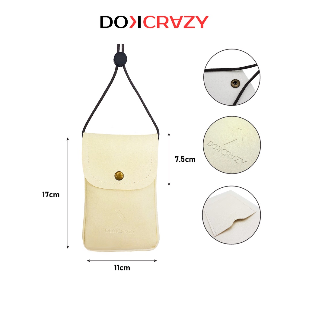 Túi da đựng đồ chống nước có dây đeo DOKCRAZY đa năng đựng kính, điện thoại,thẻ tiện dụng