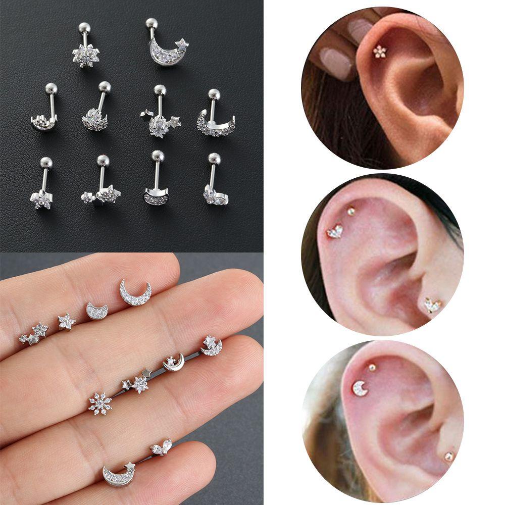 BORAG Bông Tai Thép Phẫu Thuật Hình Cánh Hoa / Mặt Trăng / Cánh Thiên Thần