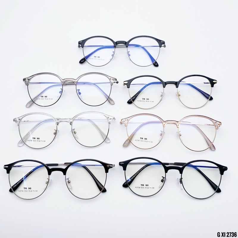 Gọng kính kim loại thời trang nam nữ dáng tròn nửa viền thanh mảnh nhận lắp cận Cloudy Eyewear 2736