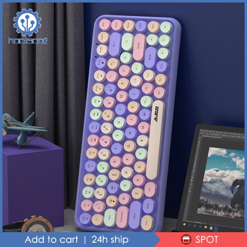 Hàng sẵn sàng-Bàn phím 308i Mini 84 nút tròn kiểu retro kết nối Bluetooth chất lượng cao