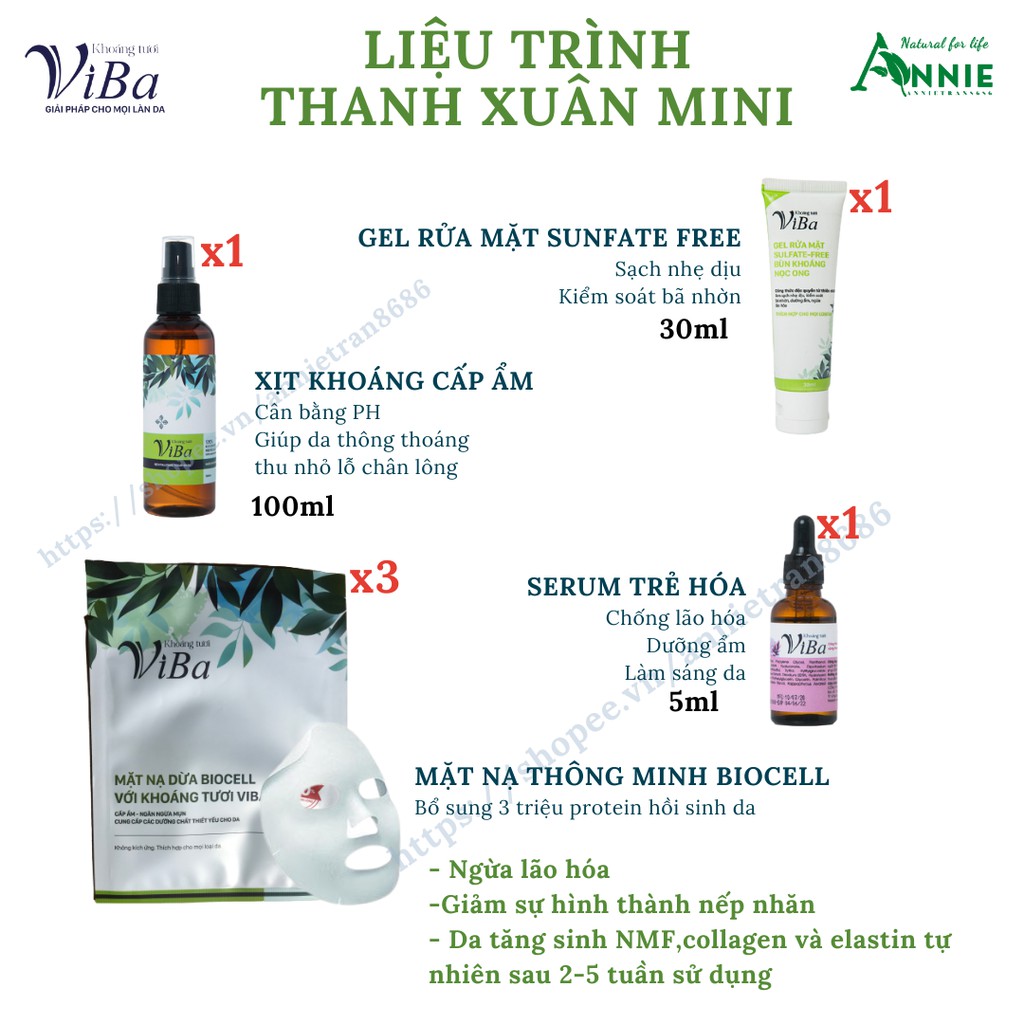 combo thanh xuân viba bộ sản phẩm chăm sóc da