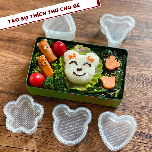 Set 7 khuôn ép cơm  tạo hình, làm cơm nắm, làm bánh cho bé,bộ 7 khuôn cơm bằng nhựa trong suốt siêu đẹp,an toàn_CC