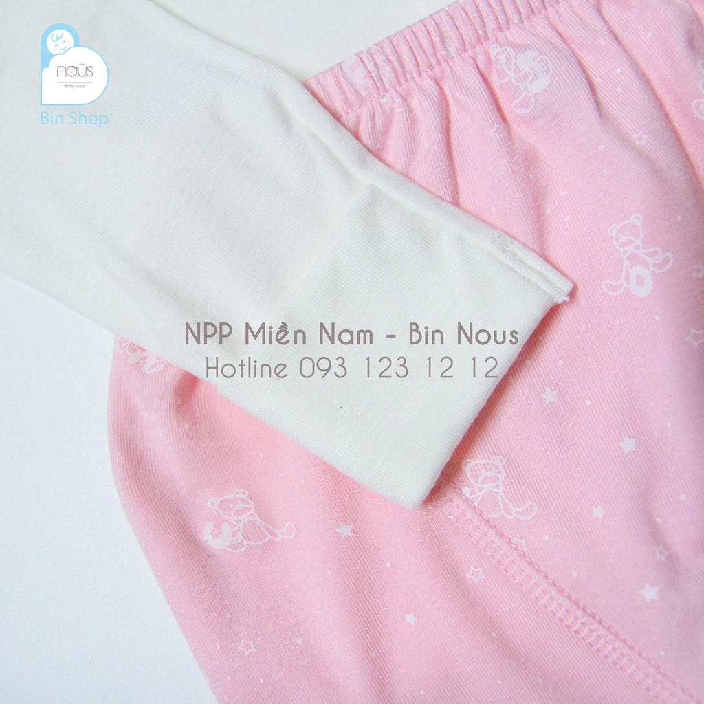 Bộ Nous cài thẳng dài newborn hồng trắng sơ sinh