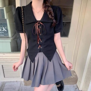 [Bigsize 80kg] Áo sơ mi nữ xẻ tà thắt dây 100% ảnh thật