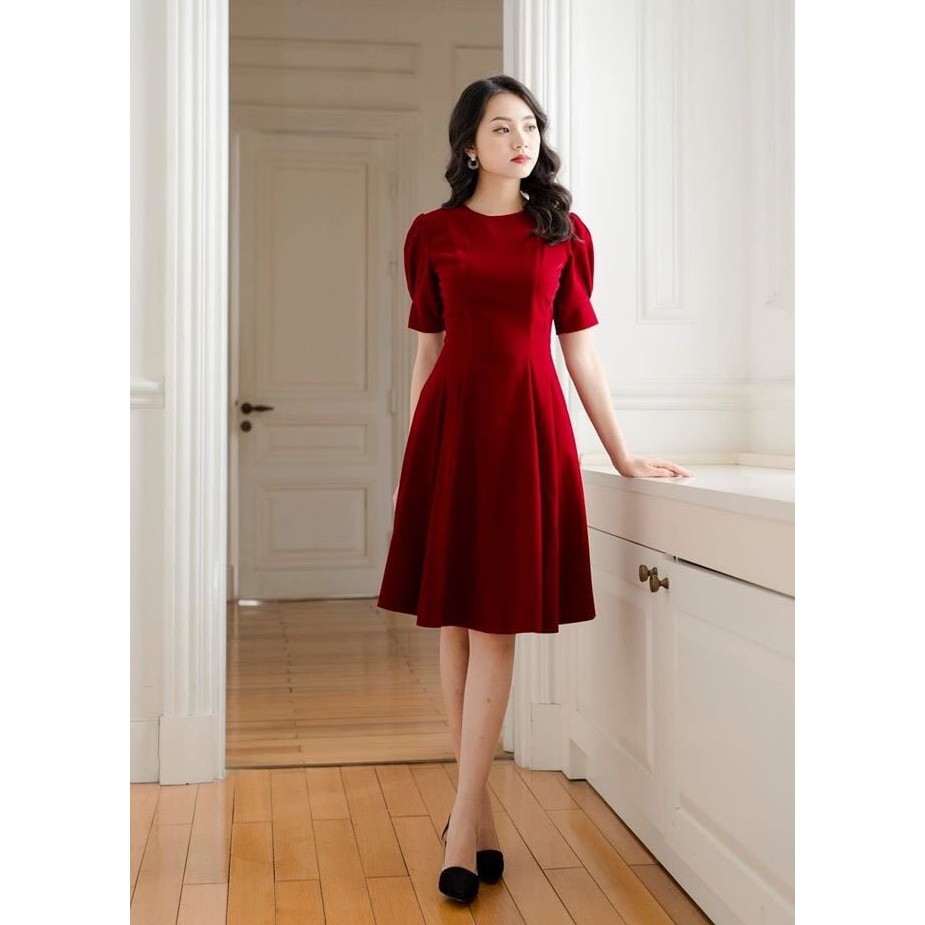 Đầm Xòe Đỏ Misa Fashion Siêu Sang, Vải Đẹp, Giá Rẻ - MS383 - Hàng nhập khẩu
