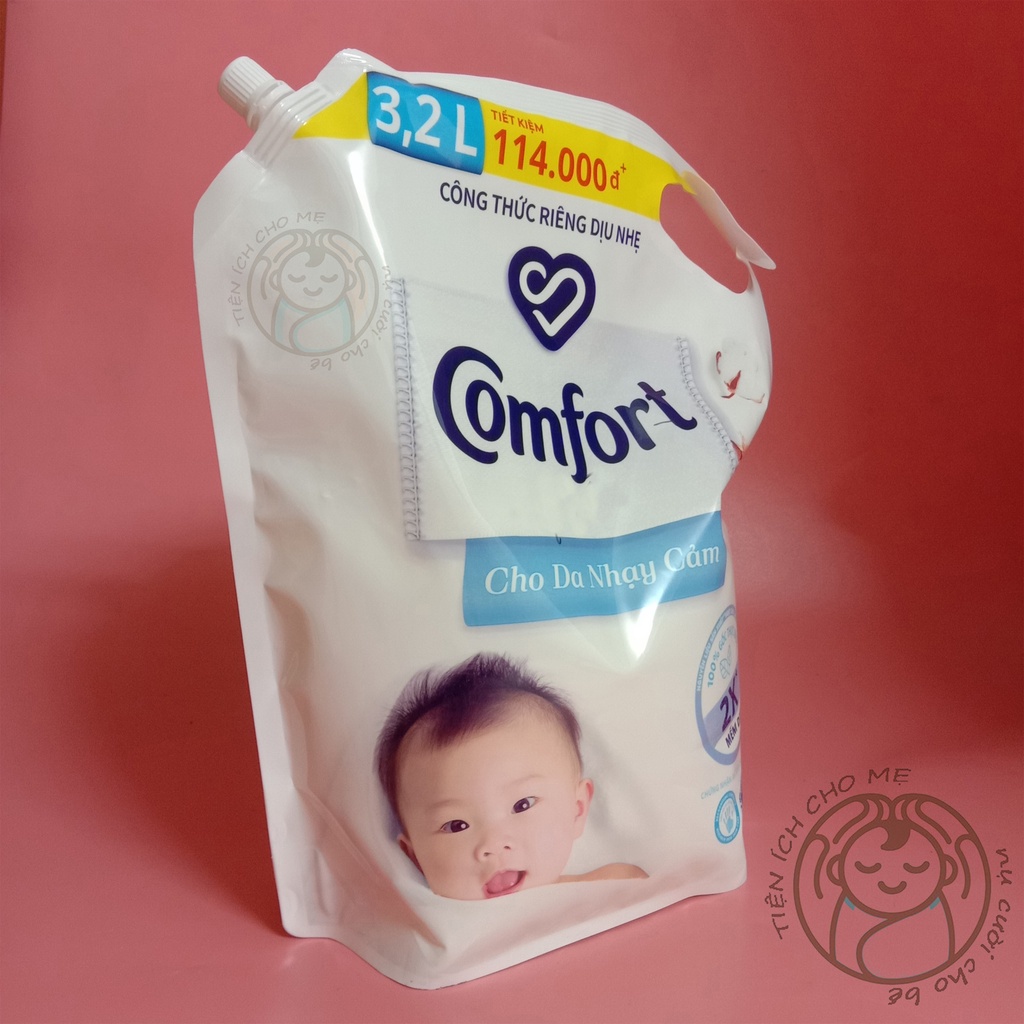 Nước xả vải Comfort Cho Da Nhạy Cảm Túi 3.2/1.8L dịu nhẹ cho da bé và gia đình