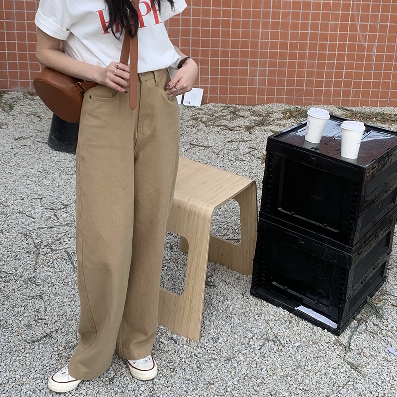 Quần jeans Nữ Lưng Cao Ống Rộng Thời Trang