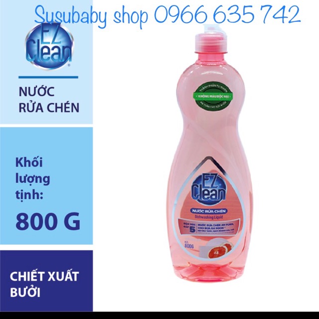 Nước Rửa Chén Không Màu EZ Clean Hương Bưởi (800g)