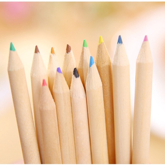 12 bút chì màu cỡ nhỏ họa tiết hoạt hình dành cho học sinh