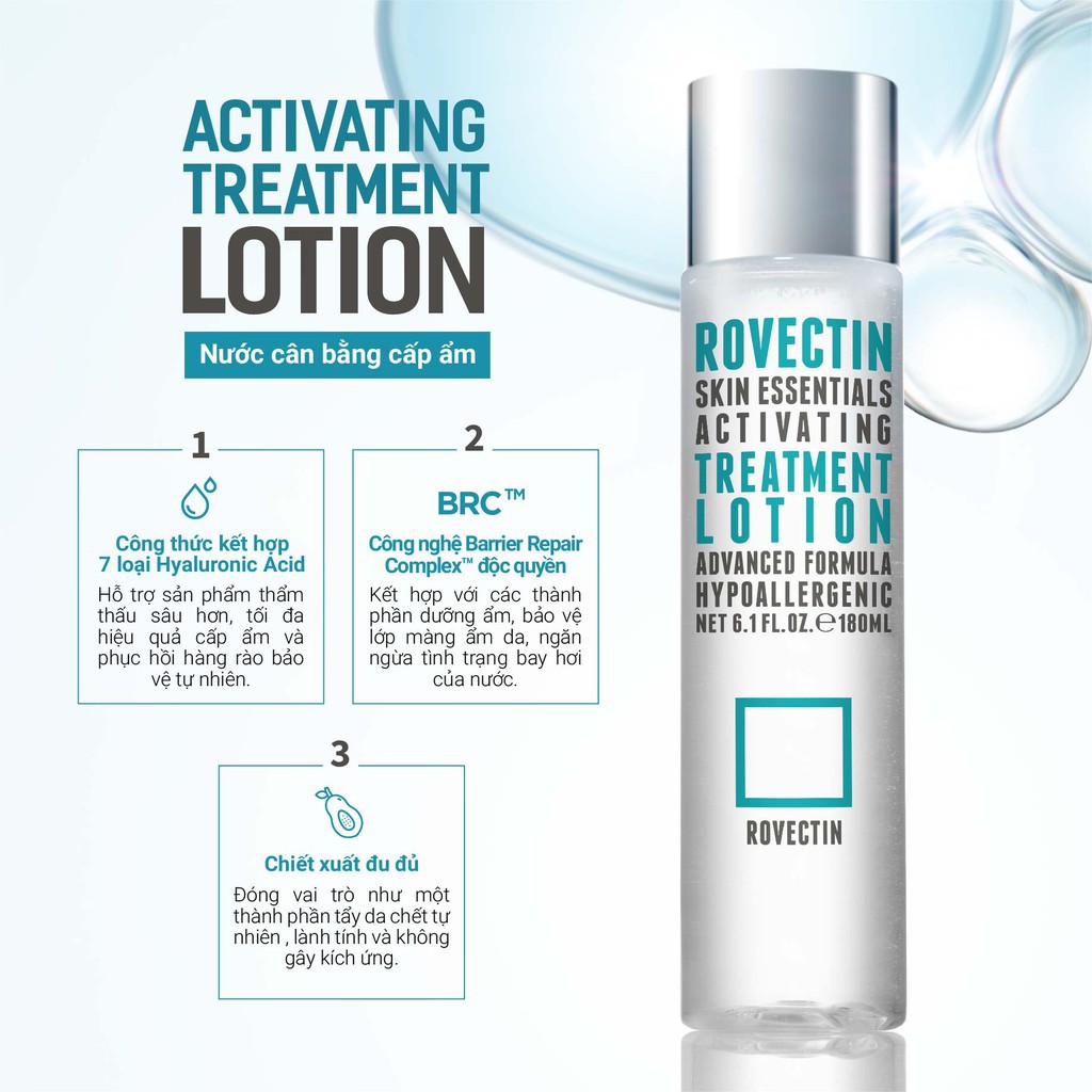 Nước cân bằng cấp ẩm và trẻ hóa da ROVECTIN Skin Essentials Activating Treatment Lotion