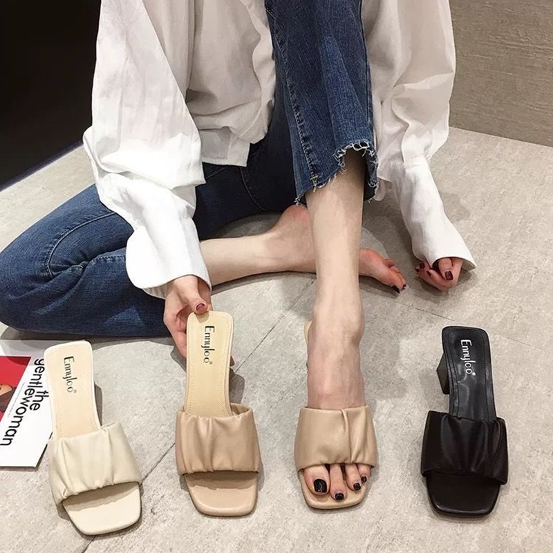 Ielgy Dép Sandal Hở Ngón Gót Dày Thời Trang Đi Biển Mùa Hè Cho Nữ