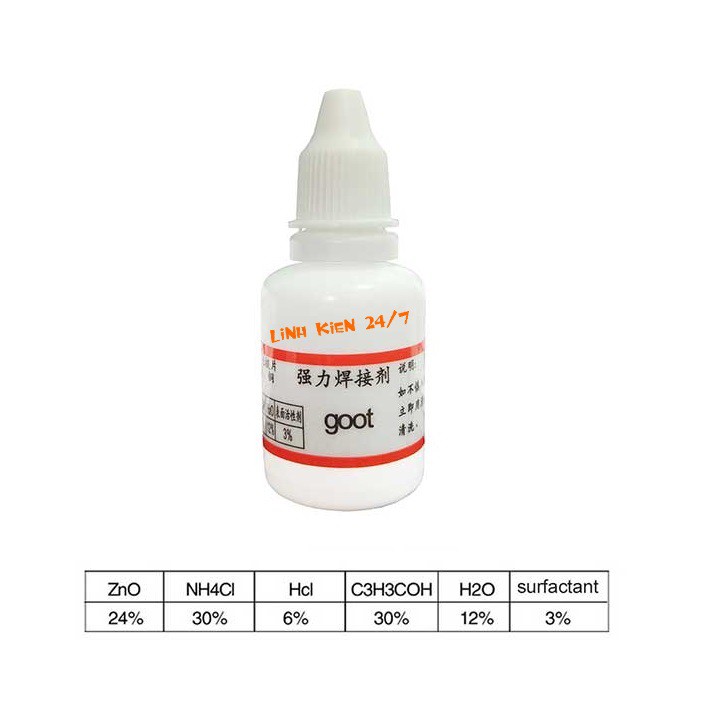 Dung Dịch Trợ Hàn Goot 25ml Làm Sạch, Loại Bỏ Gỉ Sét Trên Bề Mặt Kim Loại