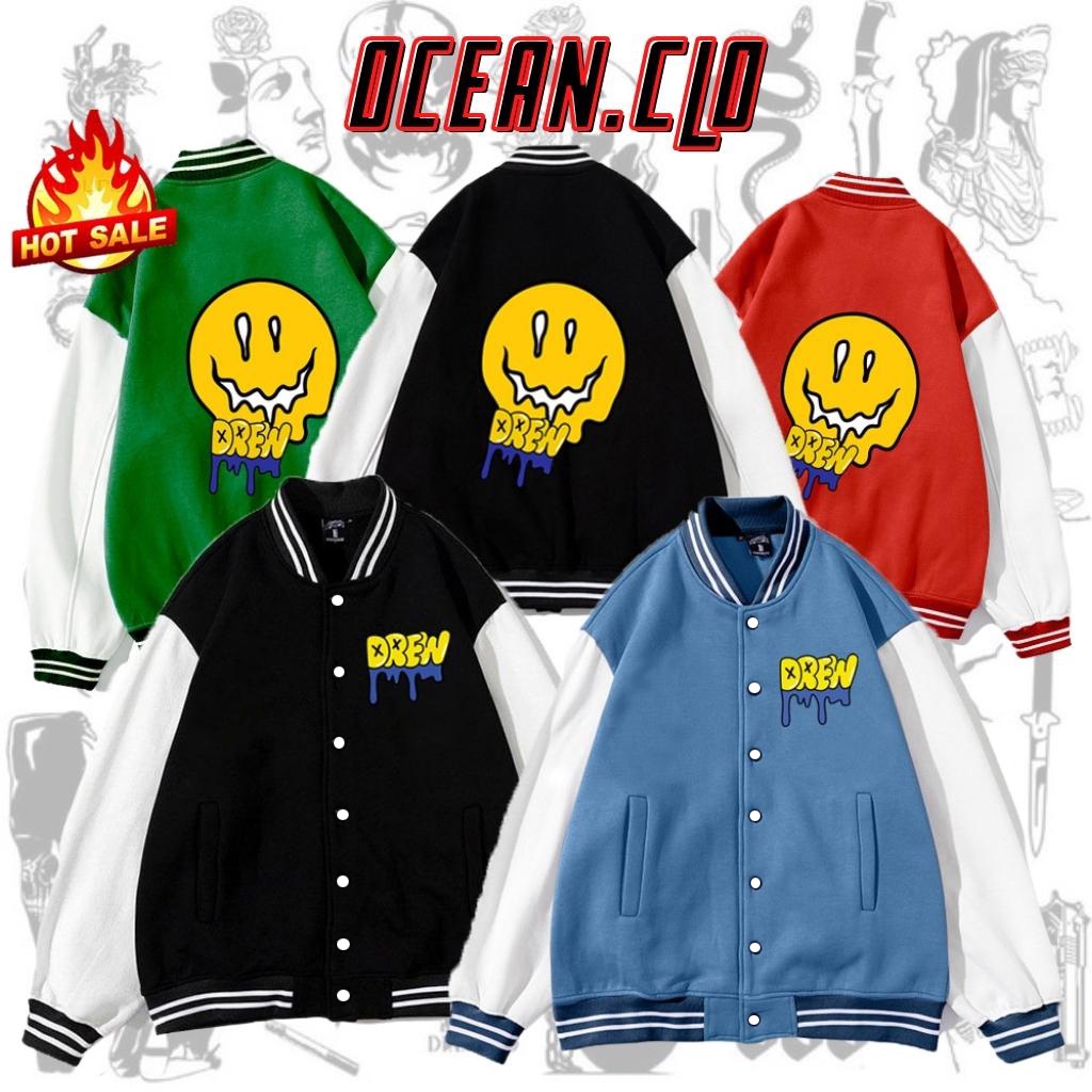 Áo Varsity Jacket DREW - Áo khoác Cardigan Bomber DREW 3 màu Unisex phối bo siêu hot - OCEAN.CLO