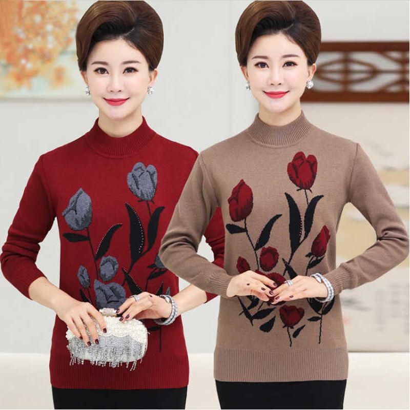áo len nữ trung niên nữ cho bà cho me_áo len dệt kim trung niên nữ sang trọng áo khoác len trung niên