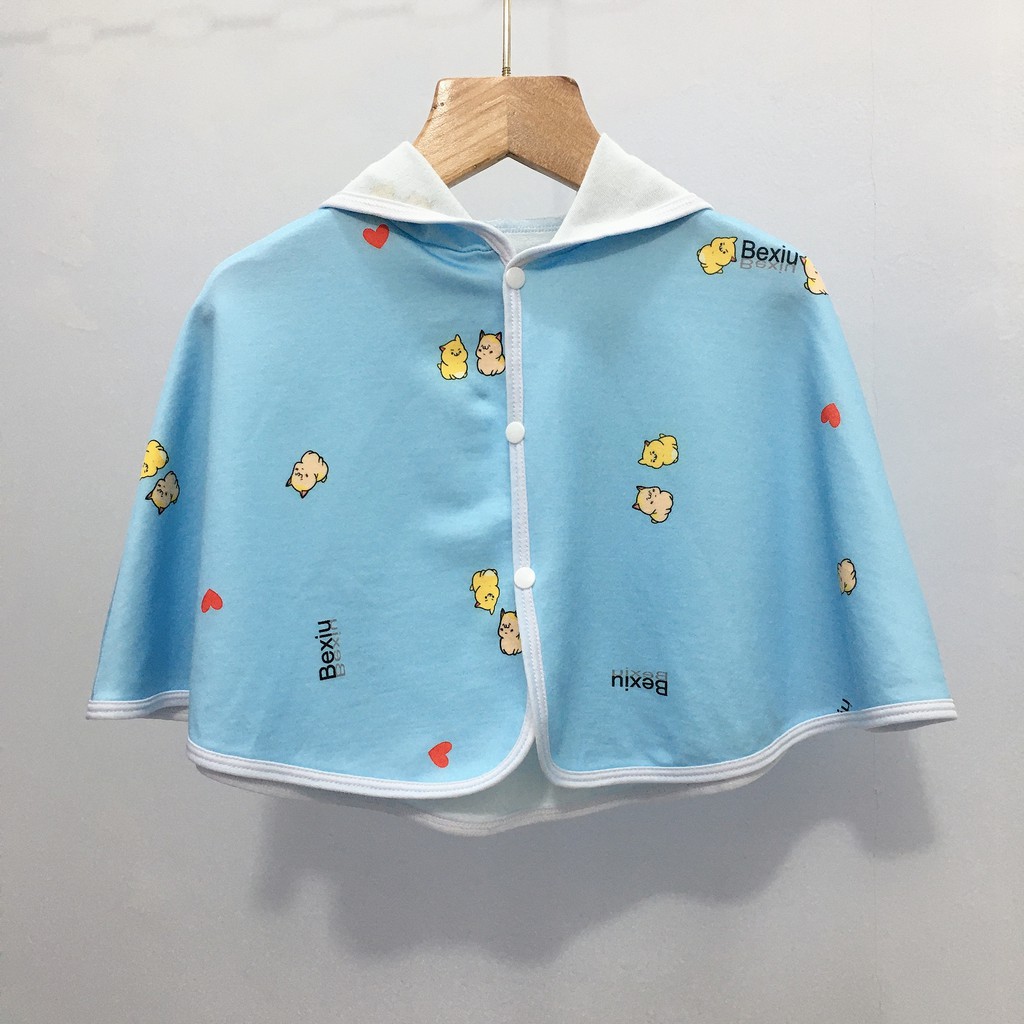 Áo khoác kiểu choàng cánh dơi Bexiu có nón cotton 2 mặt mềm mịn cho bé từ 8-16kg