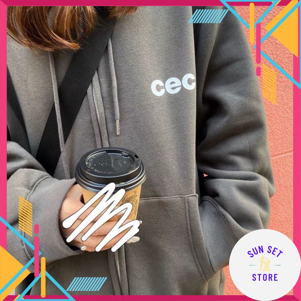 Áo Khoác Nỉ Hoodie Form Unisex Nam Nữ Hàn Quốc CEC [Sunset Store]
