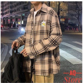⚡️mẫu hot⚡️ áo khoác sơ mi nam dài tay flannel kẻ caro sm012 - qstore
