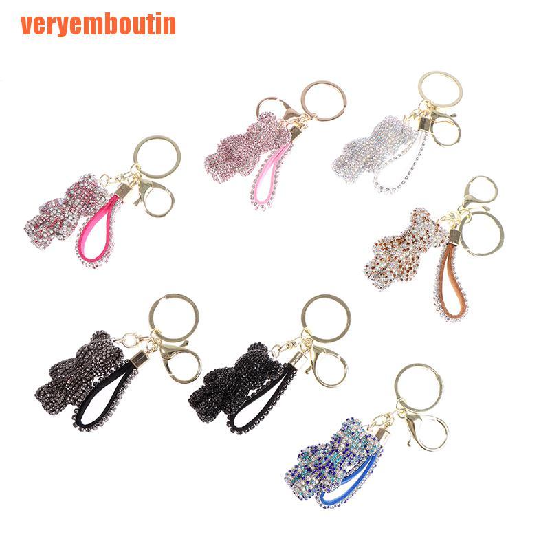 Móc Khóa Hình Gấu Đính Đá Dễ Thương