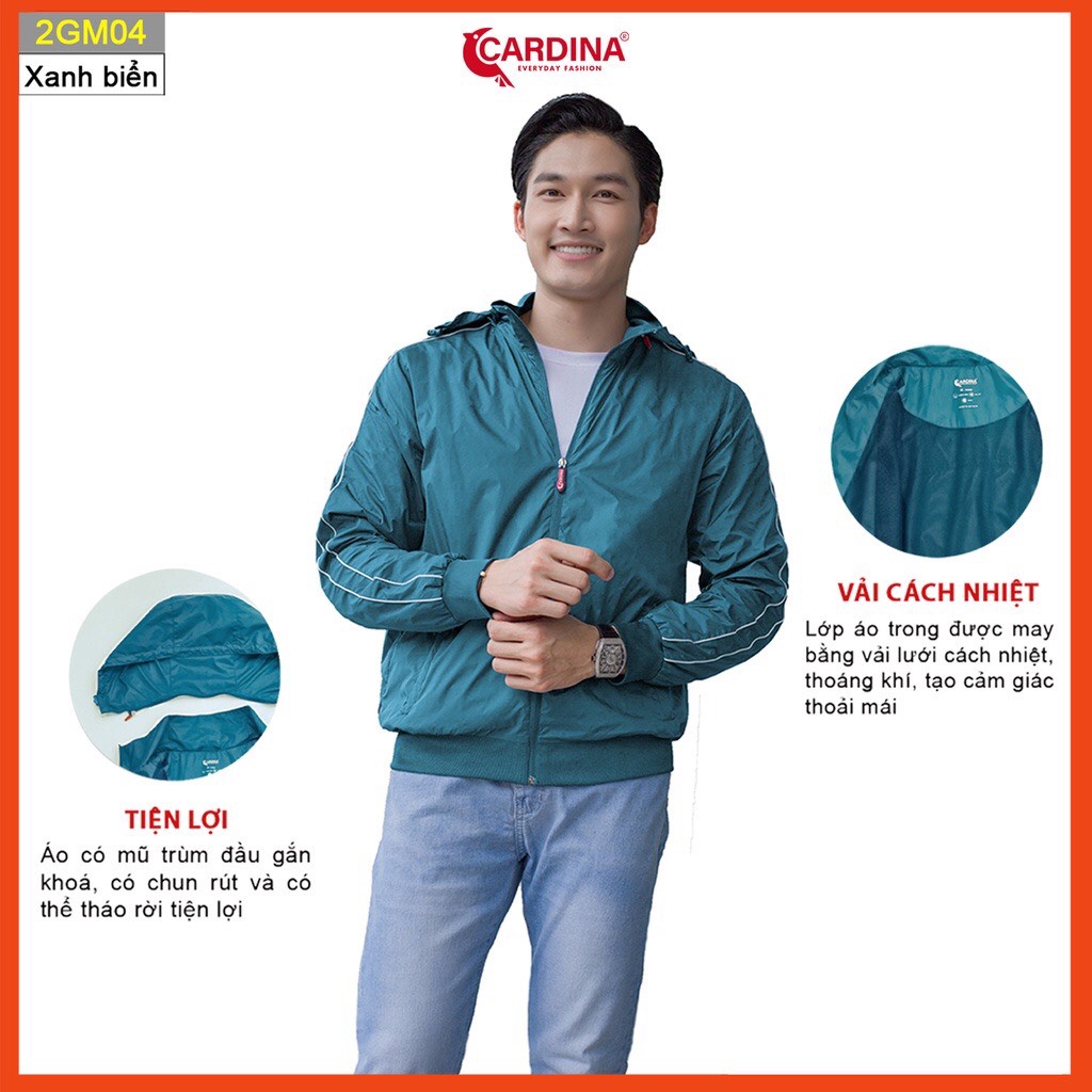 Áo gió nam CARDINA  áo khoác thể thao 2 lớp lót lưới cao cấp siêu nhẹ cản gió giữ nhiệt cản bụi chống nước nam tính  2GM