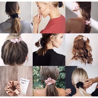 100 Dây cột tóc scrunchie vải phi bóng phong cách hàn quốc dành cho nữ