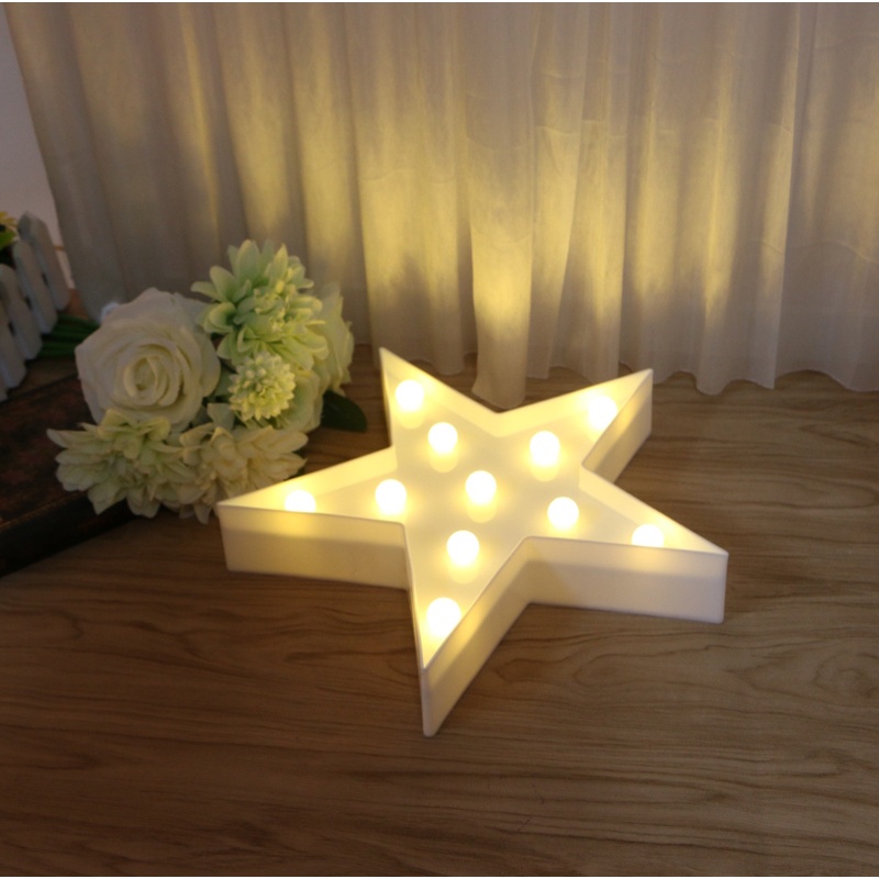 Đèn LED 3D 11 Bóng Hình Ngôi Sao Chạy Bằng Pin Màu Trắng