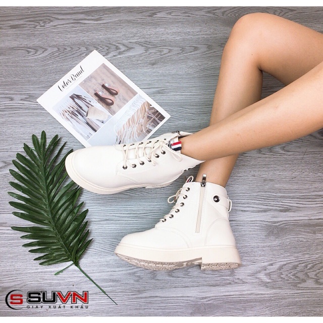 [FreeShip] [Rất Rẻ] Bốt buộc dây khoá bên sườn lỗ da cao cấp
