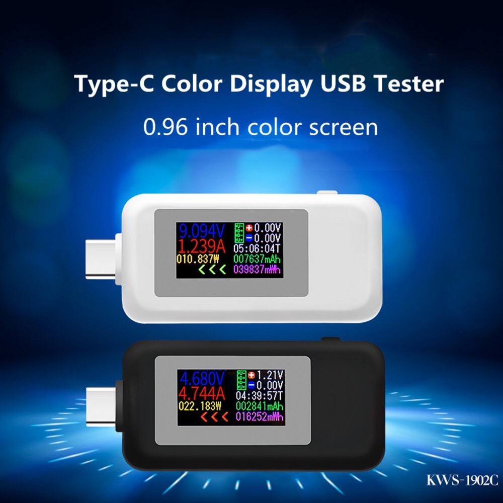 USB Test Sạc, Đo Nguồn Điện KWS-1902C - DC 4V- 30V / 5.1A Quick Charge 3.0- Cổng TypeC