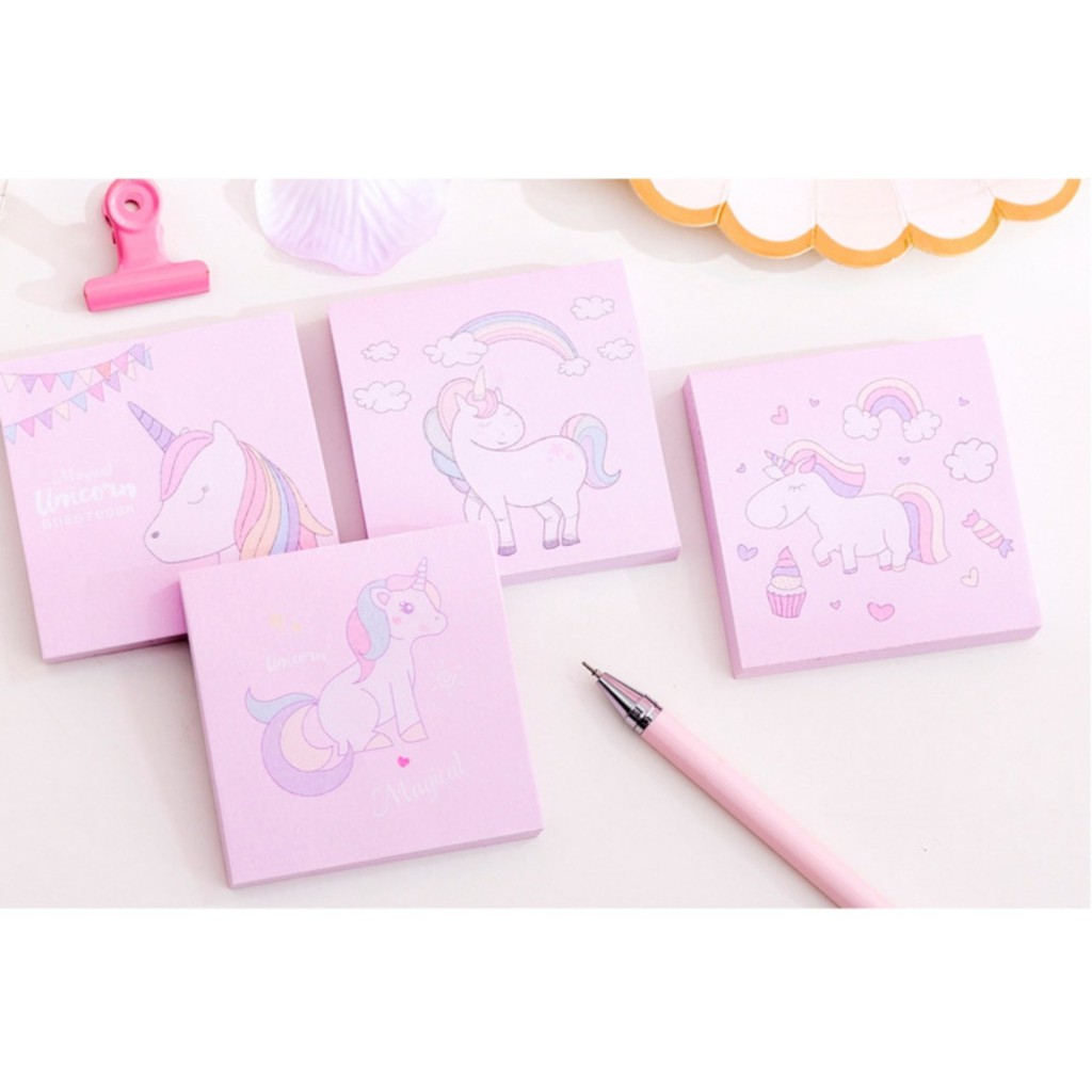 Giấy note hình kỳ lân hồng dễ thương