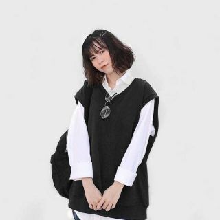 set áo sơ mi trẳng kèm gile basic