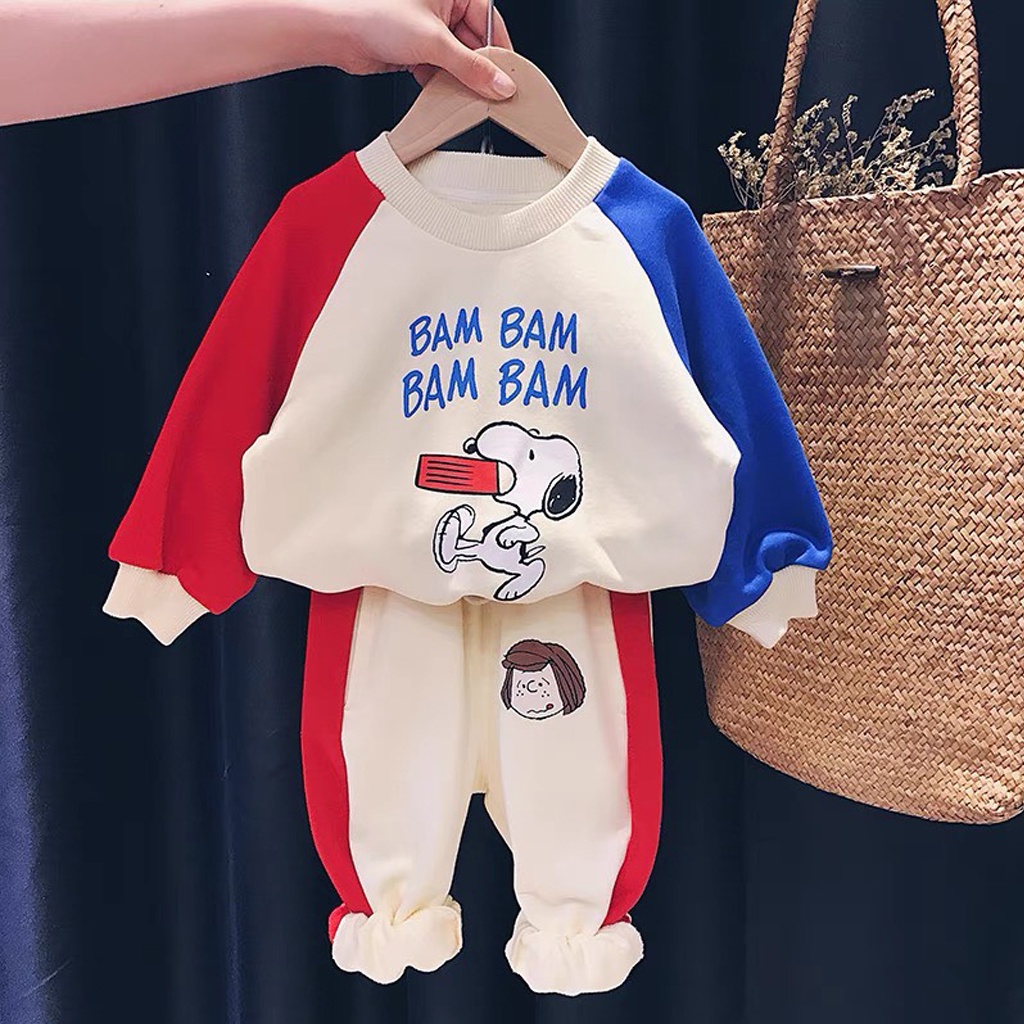 Bộ quần áo dài tay cho bé LILA KID, Bộ Bam Bam thu đông chất nỉ Da Cá cao cấp in hình cực xinh cho bé từ 6-28kg