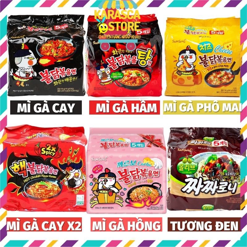 Mì Cay Hàn Quốc, Mì Cay Samyang Vị Gà Cay, Gà Cay Nước,Gà Cay Phô Mai, Gà Cay X2, Gà Cay Carbonara Và Mì Tương Đen | BigBuy360 - bigbuy360.vn