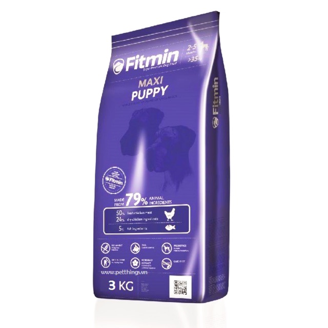 Thức Ăn Fitmin Maxi Puppy 3Kg cho Chó Con Giống Lớn