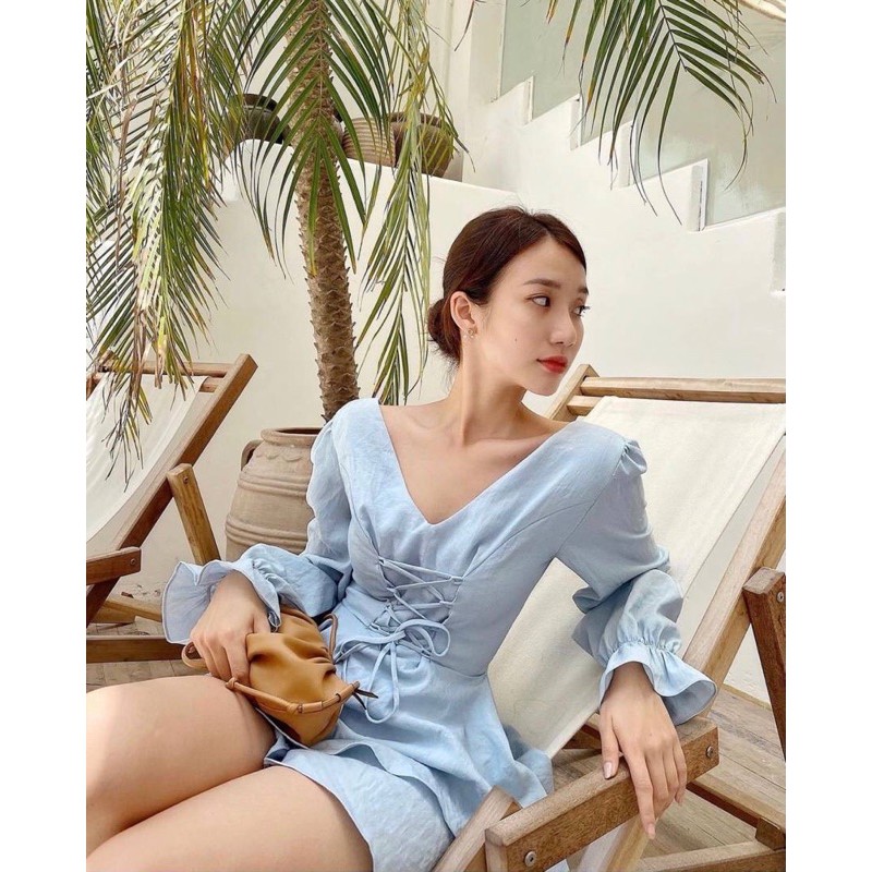 [Hàng Cao Cấp] Blue Ohi - Set Quần short phối Áo babi đan dây mặc đi tiệc du lịch cực sang