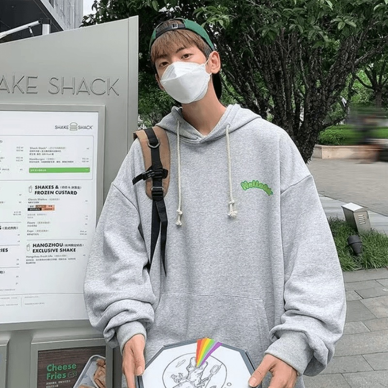 Áo hoodie Dáng Rộng Có In Chữ Thời Trang Phong Cách Hàn Quốc Cho Nam