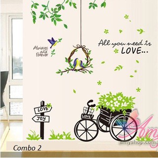 Decal dán tường Combo xanh 2 - PVC vinyl - decalhcm