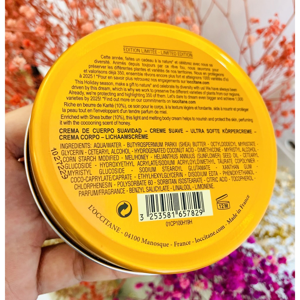 [BILL US/FR] Kem Dưỡng Thể L’Occitane Shea Butter Body Honey Harvest Ultra Soft Cream (10%) 100ml