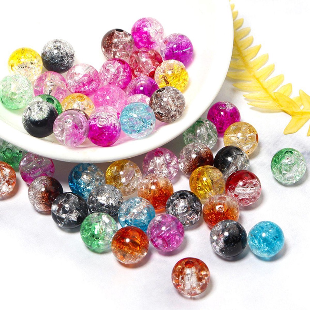 YIYU Set 50 Hạt Nhựa Nhiều Màu Làm Móc Khóa